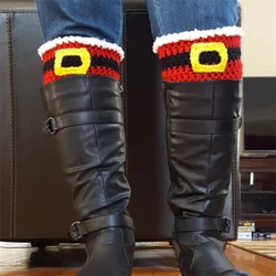 Knitted Boots cover Woolen Foot Cover Autumn Winter warm Decoration Color Matching Christmas Snowflake Socks Leg Warmers 1pair