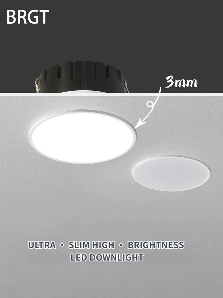 Led Downlight Ultra Narrow Border Light Full Spectrum Recessed Eye Protection Ceiling Lamp 55 75mm Hole Lights For Living Room
