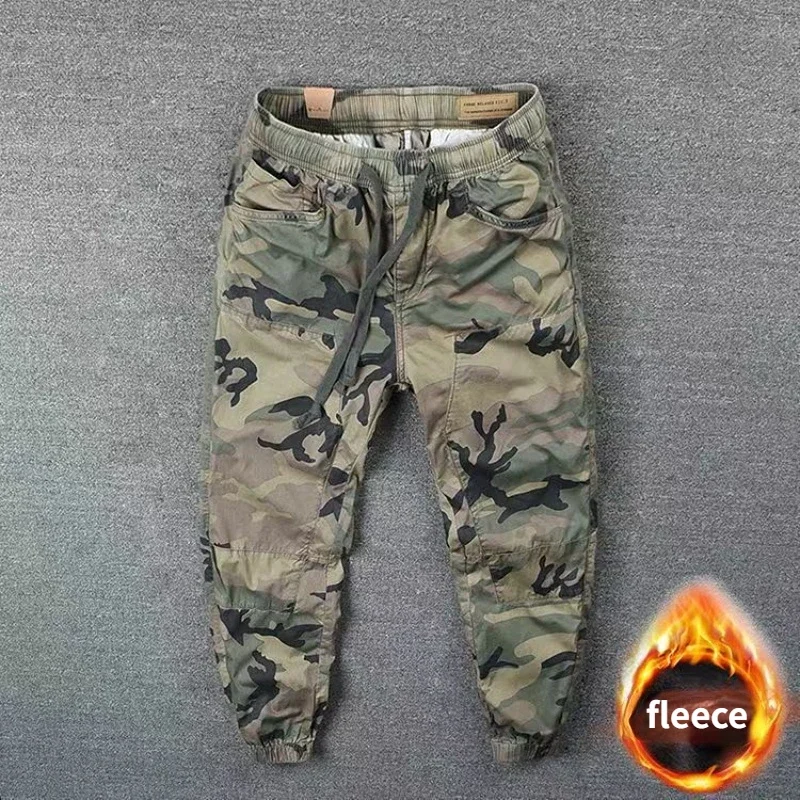 Winter Working Clothes for Men 2023 Camouflage Cargo Fleece Men Military Tactical Overalls Oversize 4XL Training Harem Pants