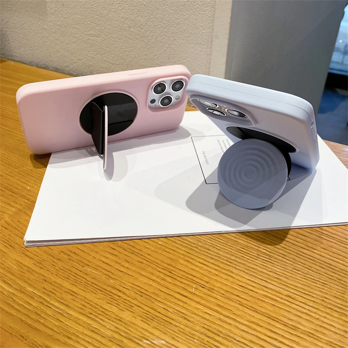 Matte Water Ripple Bracket Solide Handyhülle für IPhone 17 Air 16 15 14 Pro Max 13, stoßfeste Silikon-Schutzhülle