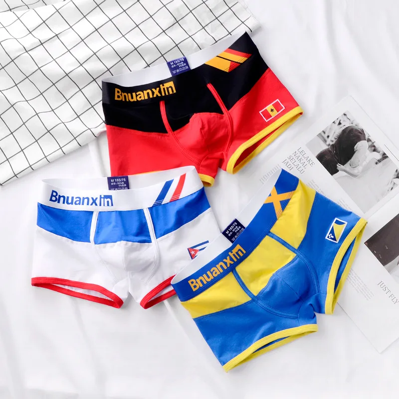 1/3Pcs/Lot Trendy Cotton Men's Boxer Panties Colours of National Flag Male Boxers Shorts Men's Underwear Cuecas Calzoncillos