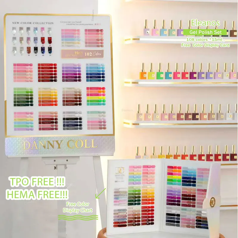 Dannycoll HEMA TPO Set di smalti gel per unghie a 102 colori gratuito con set di vernici per libri a colori Soak Off Gel UV Smalto per unghie 15ML