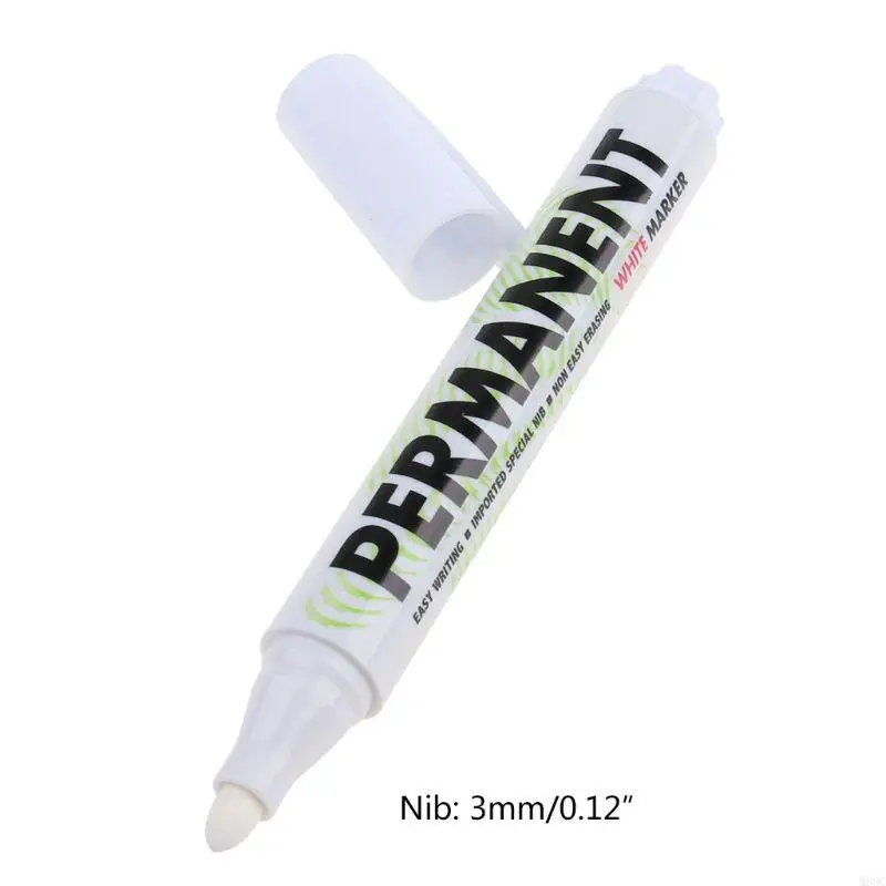 W89C Permanent Marker Pen White Paint Marker Pen Refillable for Kids Adults DIY Craft