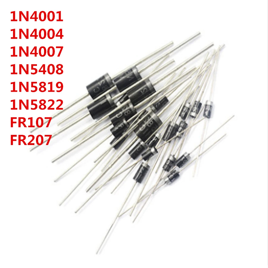 100PCS/LOT 1N4001 1N4004 1N4007 1N5408 1N5819 1N5822 FR107 FR207 DO-41 Rectifier Diode