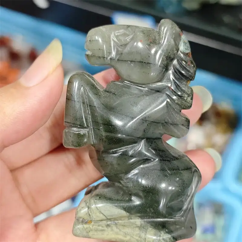 Natural Blood Stone Horse Carving Animal Reiki Healing Fengshui Stone Exquisite Holiday Crafts Decorate Holiday Gifts 1pcs