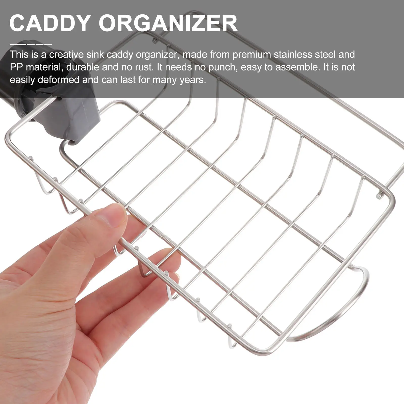 Stainless Steel Sponge Holder for Kitchen Sink – Rustproof Adjustable Drain Rack with Soap Brush Shelf & Storage