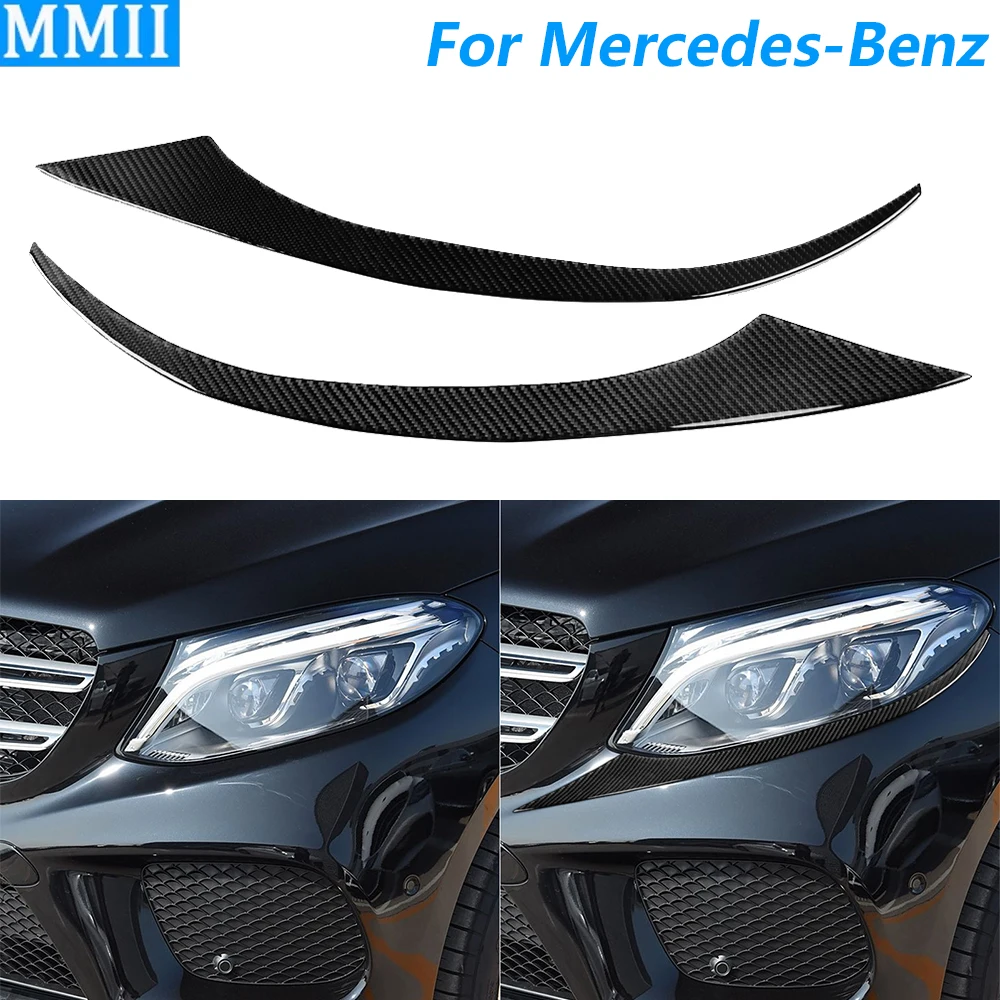 

For Mercedes-Benz GLE GLS W166 2016-2019 Carbon Fiber Front Headlight Eyelid Eyebrow Cover Car Accessories Decoration Sticker