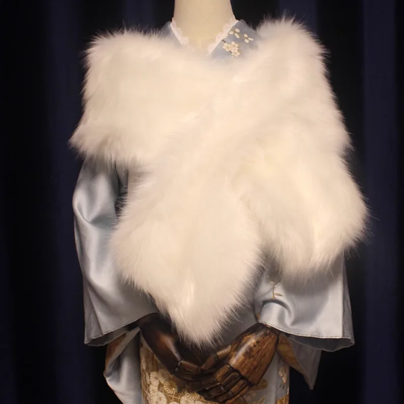 

Imitation Fur Thickened Fur Collar Scarf Shawl Bridal Gown Kimono