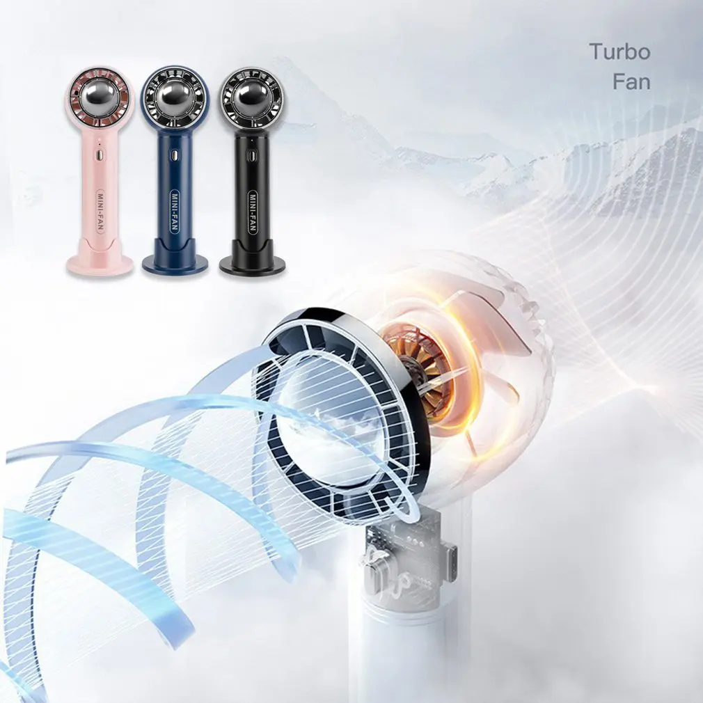 Летний портативный мини-вентилятор с турбонаддувом, высокоскоростной вентилятор, регулируемые настольные вентиляторы с 3 скоростями, USB Перезаряжаемый охладитель воздуха Fan