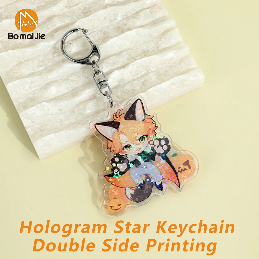 Aangepaste sleutelhanger cartoon acryl sleutelhanger foto aangepaste anime charmes hologram duidelijk gepersonaliseerde ontwerper auto sleutelhangers - afbeelding 1