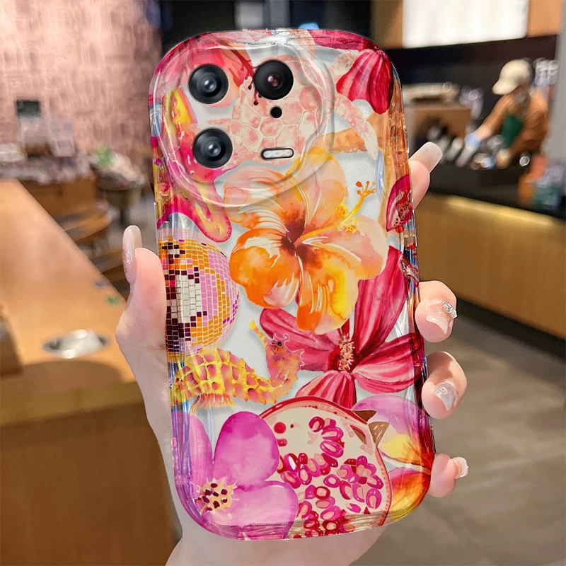 Funda de onda de fondo marino para Xiaomi Mi 15 14 Ultra 14T 13 Lite 12 Pro 12S 12X 11i 5G POCO X7 X6 X5 X4 GT X3 NFC F6 F5 F3 M6 Plus