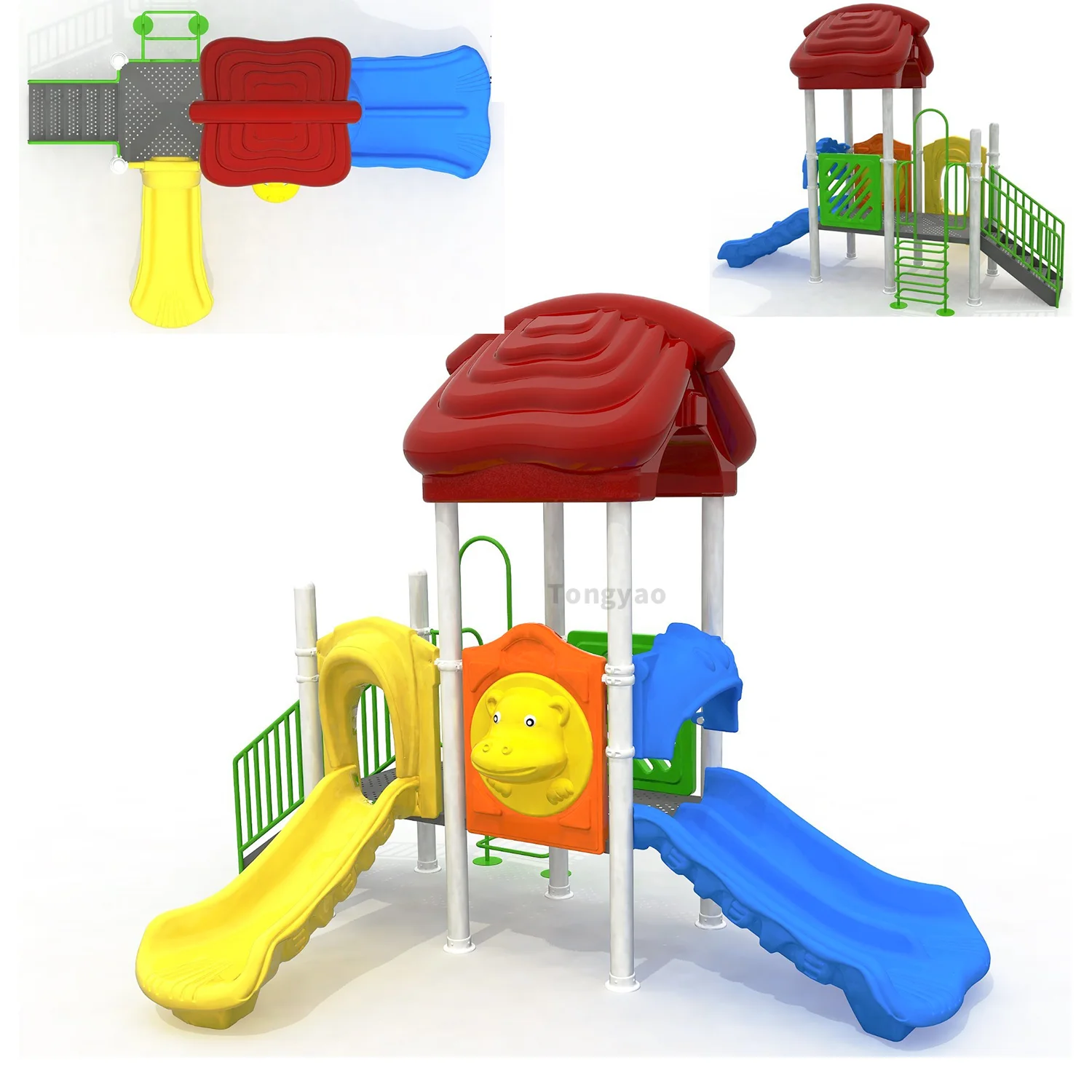 شريحة صغيرة للأطفال مع شريط قرد لمعدات اللياقة البدنية في الحديقة العامة الخارجية #3