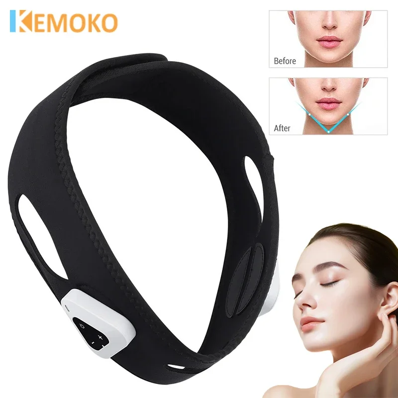 V 페이스 페이셜 머신 전기 업 리프트 벨트 LED 피부 강화 얼굴 마사지 장치 이중 턱 감속기 EMS 미용 장비