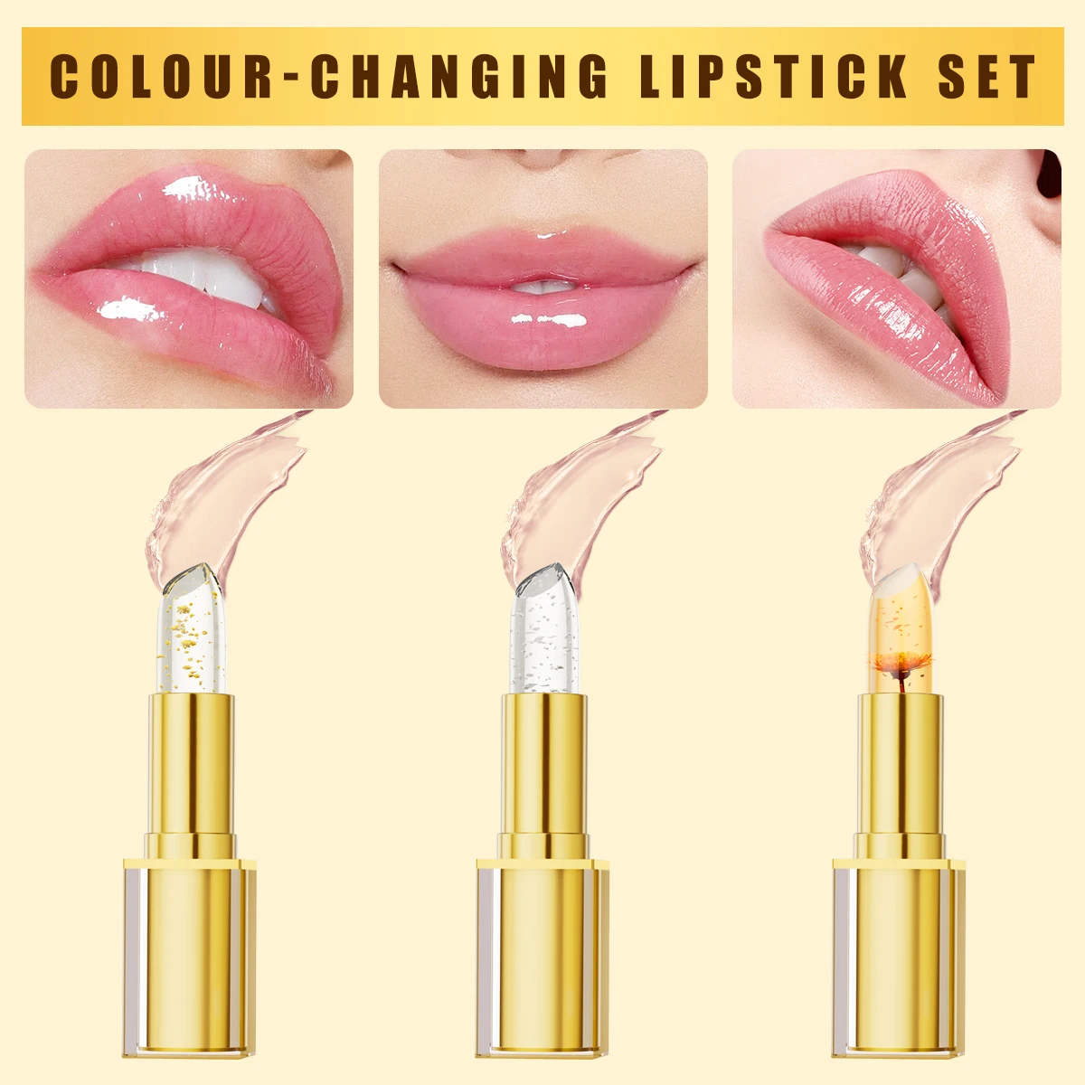 3 قطع من أحمر الشفاه بتلات متغير الألوان للنساء يرطب كوب شفاه يدوم طويلاً وغير لزج #4