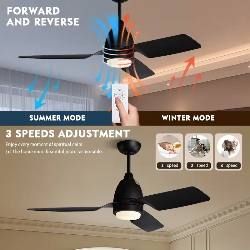 Modern LED Ceiling Fan Light With Remote Control Simple Design Decorative Lighting Fixture For Living Room Bedroom Home