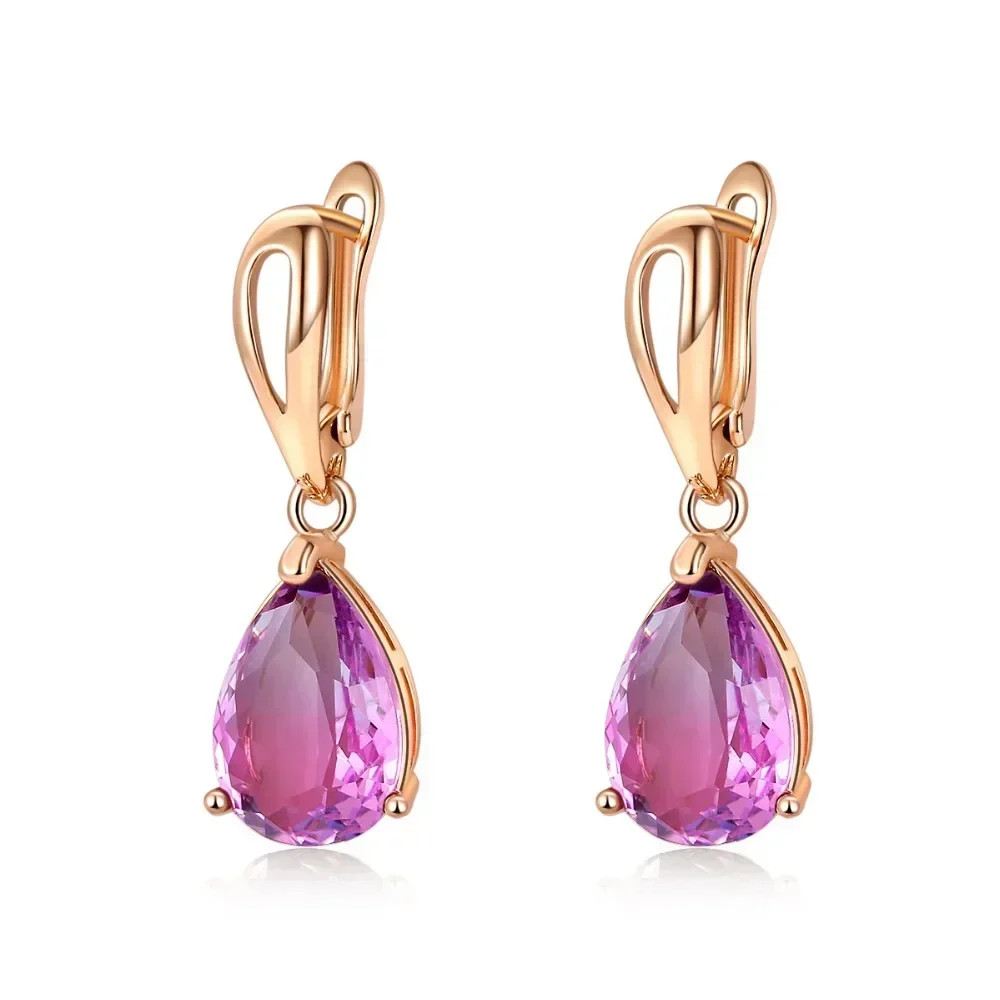 latest fashion jewelry Tourmaline 10*14 drop earrings plated KC gold earrings Crystal from Austrian for Women