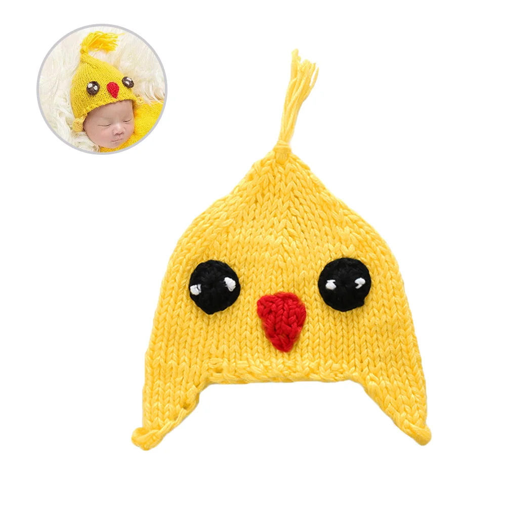 

Baby Hat Winter Crochet Kids Headband Chicken Shaped Warm Yellow Knitted Handmade Newborn