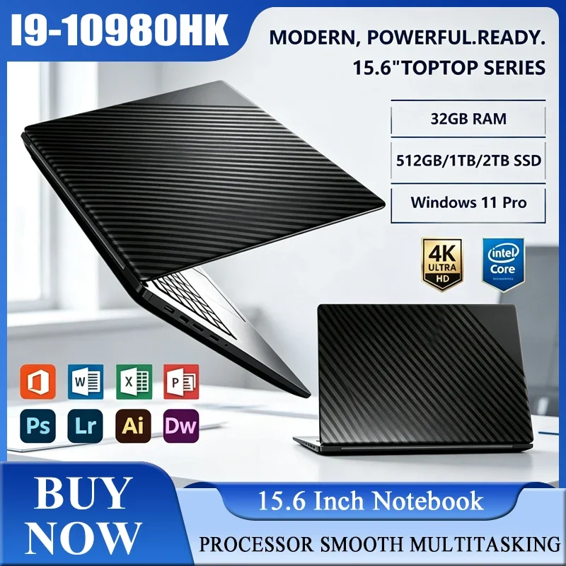 15.6 Inch Full HD IPS Laptop 120Hz Screen Intel Core I9-10980HK 32GB RAM 2TB SSD Backlit Keyboard Long Battery Life Windows 11