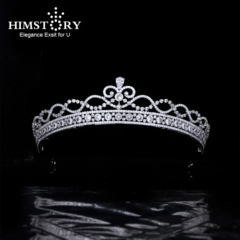 

Himstory Zircons Elegant Marquise Cut Cubic Zirconia Bridal Wedding Crown Tiara Luxury Hair Jewelry for Girls