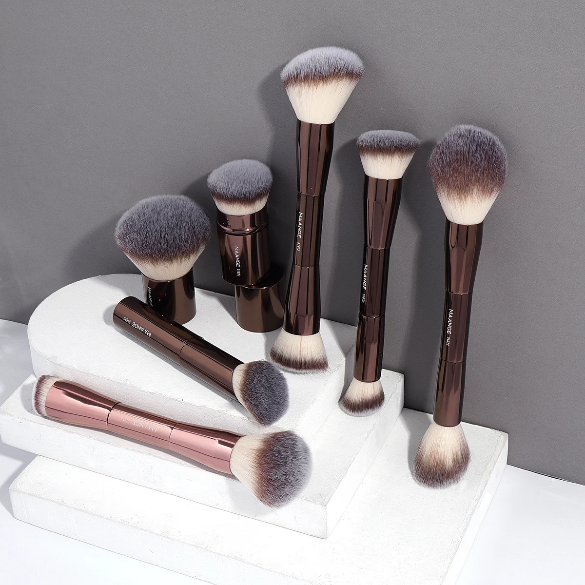 MAANGE Professional Makeup Brush Set Dual-ended Foundation Loose Brush For Blush Contour Soft-Bristle Skin-friendly Travel