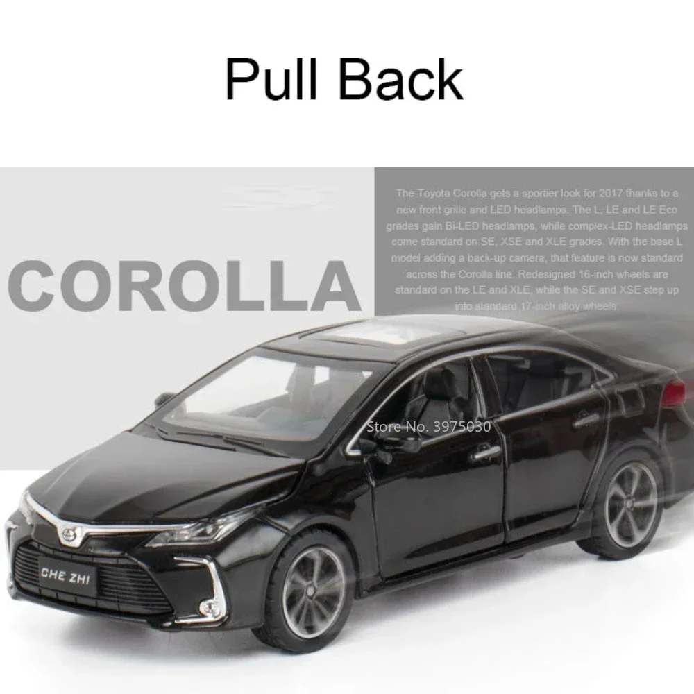 1:32 Toyota Corolla Miniature Car Model Toy Corolla Alloy Diecast Vehicle Sound Light Rubber Tire Models Christmas Gift  for Boy
