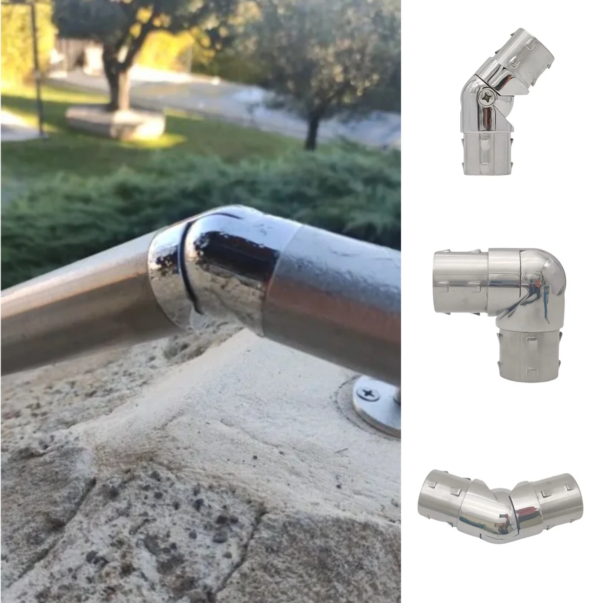 316 Stainless Steel 50.8mm Adjustable Handrail Elbow Stair Railing Handrail Corner Connector  for 2 Inch Stair Railing