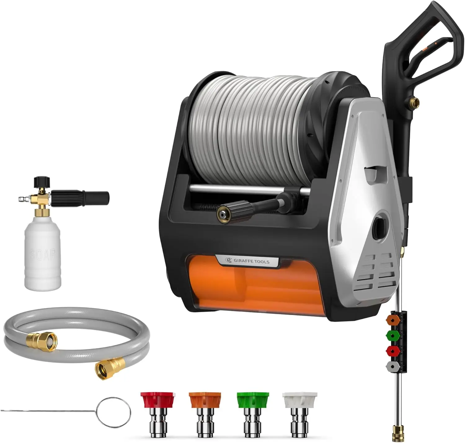 Pressure Washer PRO, Max 3300 PSI, 1.6 GPM Electric Wall Mounted Power Washer with 100ft Retractable