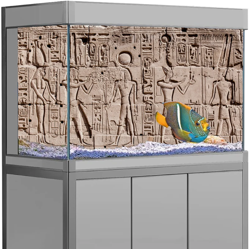Aquarium Background Sticker, Rock Stone Wall HD Painting Wallpaper Fish Tank Backdrop Decorations PVC