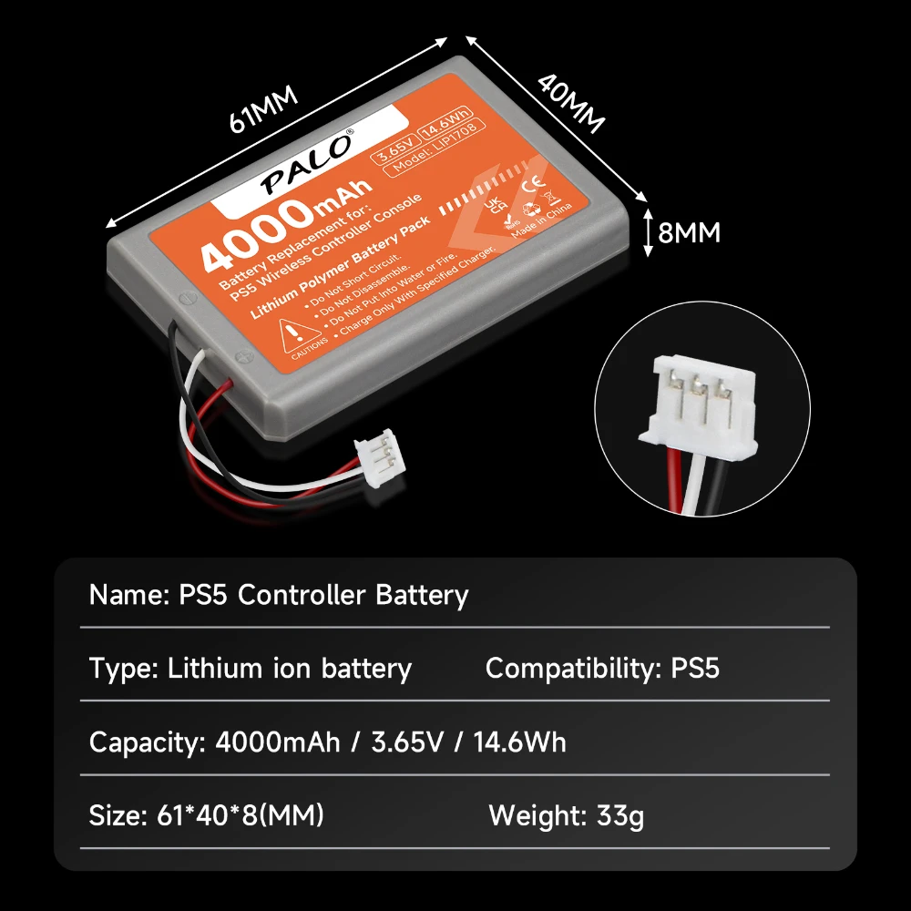 4000mAh PS5 تحكم استبدال البطارية لسوني LIP1708 بلاي ستيشن 5 DualSense لعبة وحدة تحكم لاسلكية CFI-ZCT1J CFI-ZCT1W