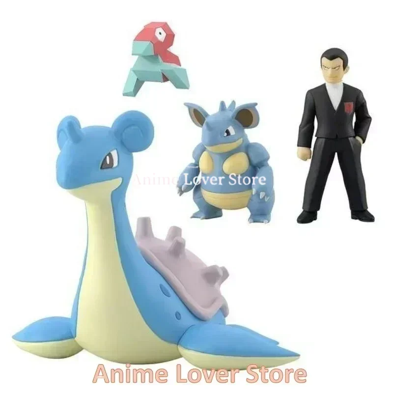 Bandai Original Shokugan POKEMON Scale World Kanto Region Giovanni Lapras Nidoqueen Porygon Anime Figures Toys for Kids Gift