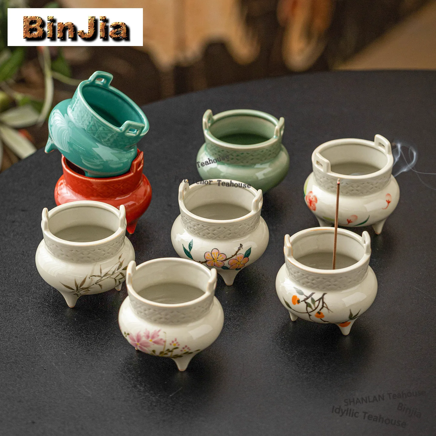 Three-legged Small Incense Burner Water Fountain Decoration Incense Burners Aromatherapy Censer With Gift Box Tableware Crafts