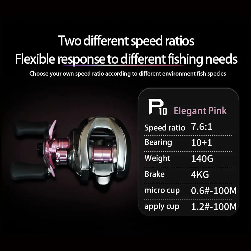 Takuma P10 Micro Baitcasting Reel, metal mid-frame, 140g, multiple gear ratios (8.5/7.6), 4kg drag，casting in streams