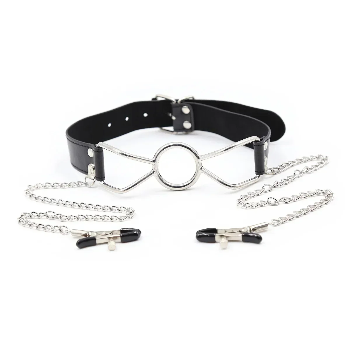 Erotic Sex Toys Adult Games Slave BDSM Fetish PU Leather Bondage Restraints O Ring Gag Breast Clips Harness For Women