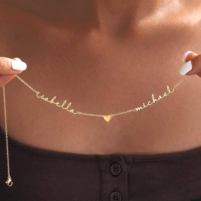 Custom Name Necklace Personalized Fashion Multiple Name Pendant Stainless Steel Jewelry for Women Girl Personalized Family Gifts