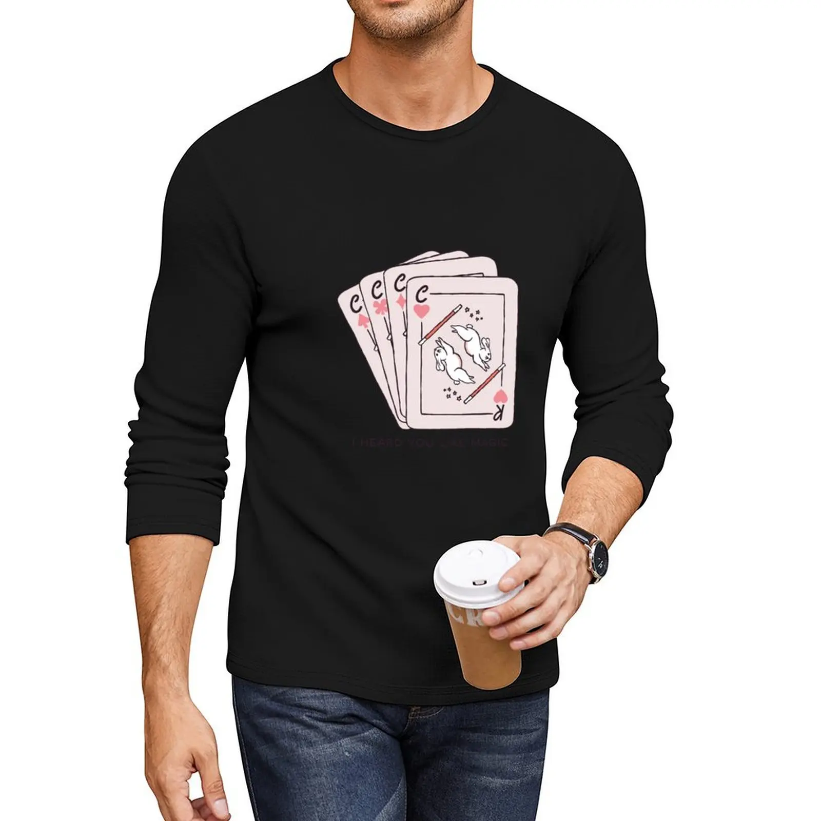 Red Wine Supernova Playing Cards Long T-Shirt korean fashion funny t shirts men clothing