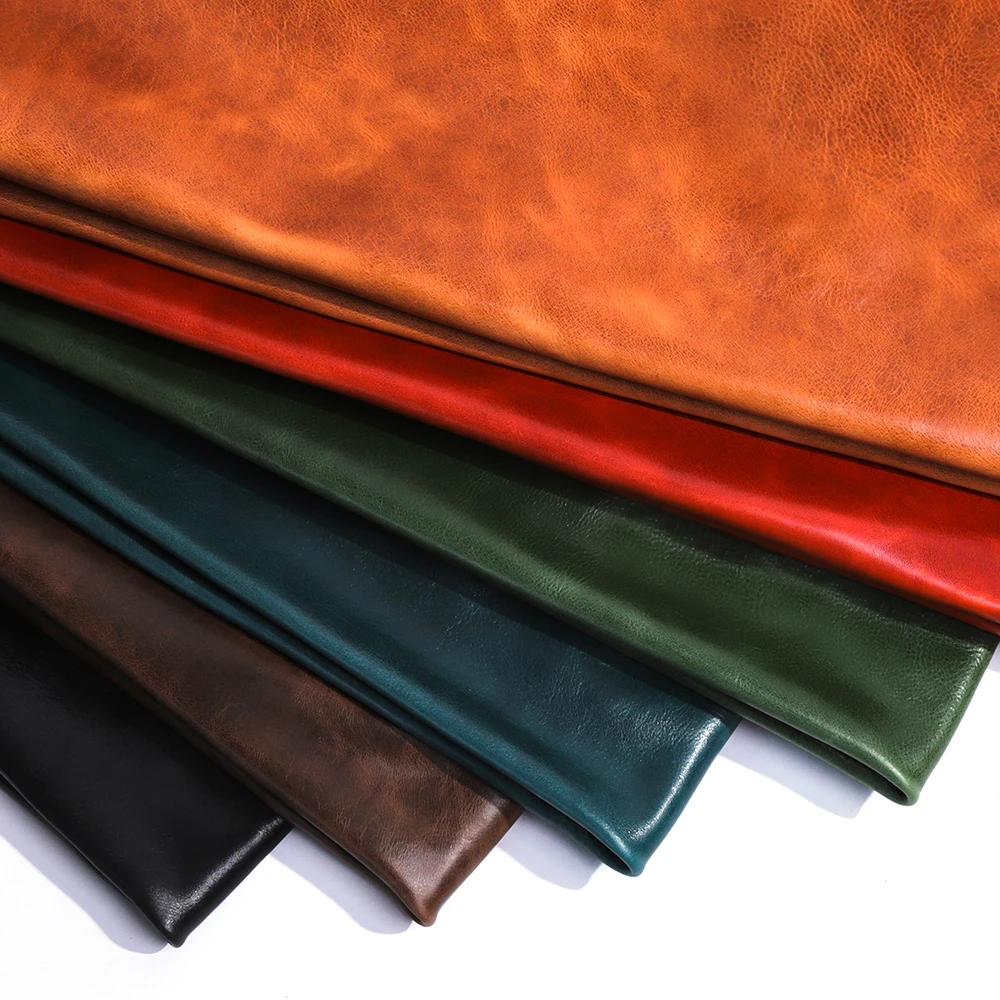 WUTA Oil Waxed Vegetable Tanned Leather Sheet Pull-Up Effect Top Grain Genuine Cowhide DIY Craft 1/3/5 Sq.ft for Sofa,Chair,bag