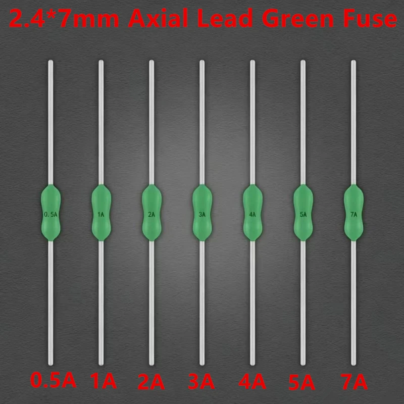 10PCS 2.4*7mm Axial Lead Green Fuse 125/250V 2.4 X 7 63mA 125mA 250mA 1A 2A 3A 4A 5A 7A 8A 10A Fast Blow PICO Resistance Fuse