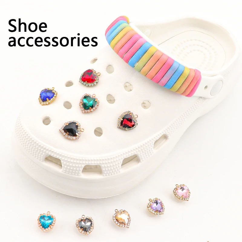 

Colorful Love Crystal Shoe Charms Shoe Decoration For Kids Adult Hole Shoes Diamond Luxury Accessories 1Pcs In Bulk For Slipper