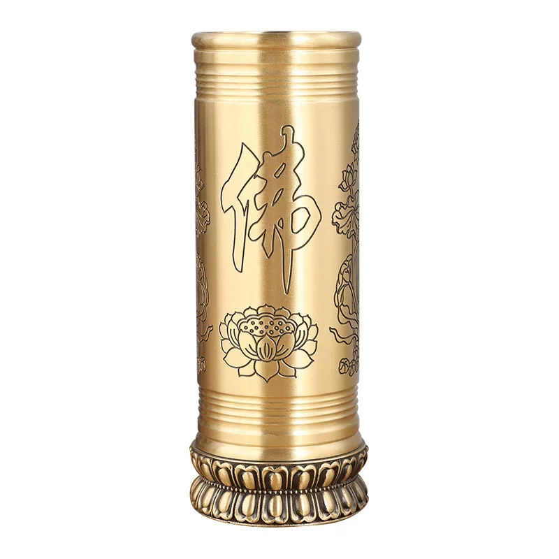 DSABrass incense tube Buddha character incense tube Ruyi  insert incense utensils Home temple Buddhist hall supplies