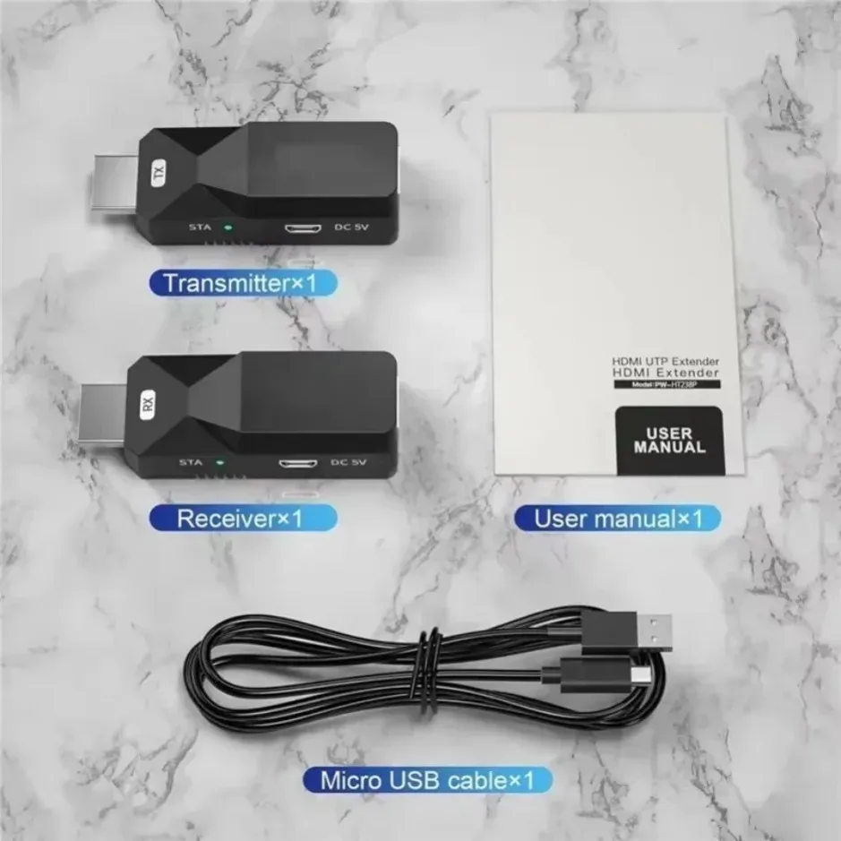 Penerima pemancar Video transmisi nirkabel 50M adaptor tampilan extender yang kompatibel dengan HDMI cermin layar untuk kamera PC ke TV