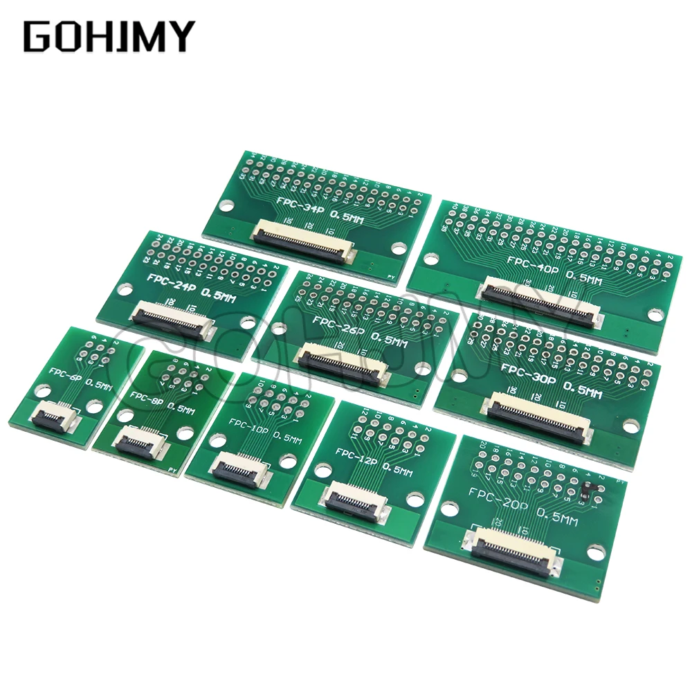 

FPC FFC 0.5MM Pitch For cable transfer Conversion board DIY PCB board 6P/8P/10P/20P/30P/40P/60P