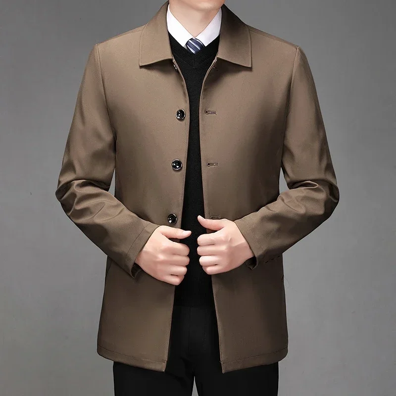 

New Fashion Everything Trend High Quality Lapel Coat Thick Middle-aged Men's Jacket Plus Fleece Jacket Middle-aged Men's Wear