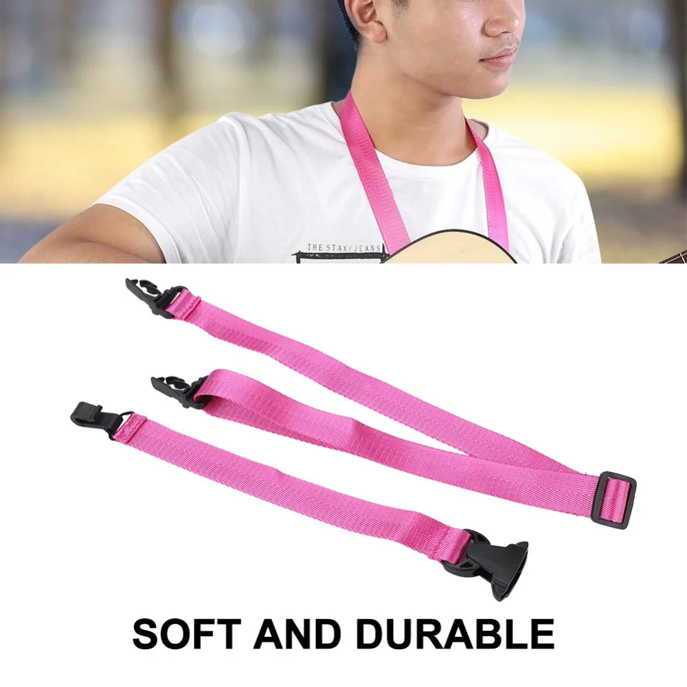 Léger ​ Sangle pour ukulélé noir et rose ​ Avec crochet ​ ​ Lanière à sangle pour Ukelele ​ Bandoulière ​ ​ Idéal pour les voyages ​ Bandoulière en nylon