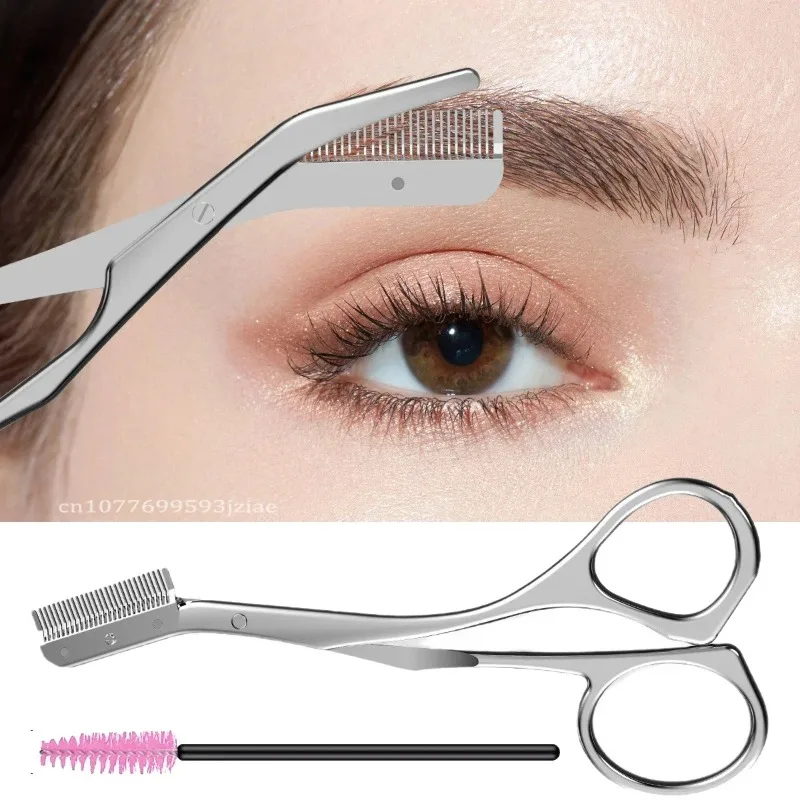 Stainless Steel Eyebrow Scissors with Comb Professional Makeup Trimming Tool for Eyebrows Facial Hair Remover Grooming Kit
