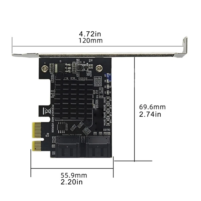 652F PCIE Kartu Pengontrol SATA3.0 4-Port SATA3.0 Kartu Ekspansi 6Gbps SATA3.0