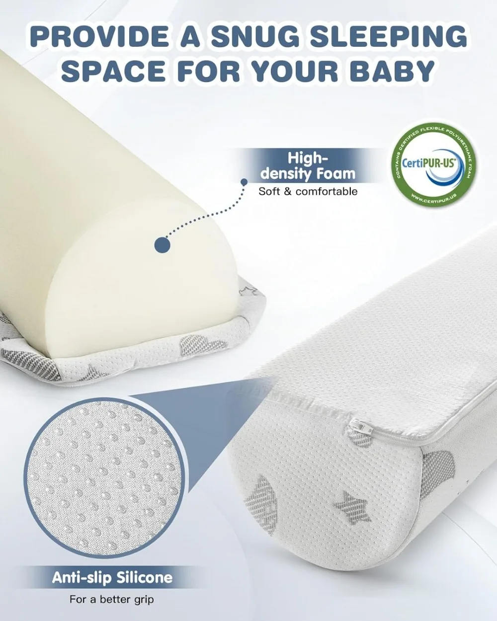 Paquet de 2 pare-chocs et rails de lit pour tout-petits avec housse lavable pour lits Queen, King, Twin, pleine grandeur