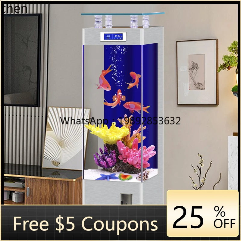 

ZML glass fish tank living room small household vertical floor ecological goldfish tank smart aquarium