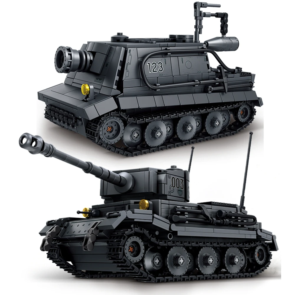 Mainan Blok Susun Tentara Perang Dunia 2 Tank Tiger(P) Sturm Tiger 38cm Mortir Serbu untuk Anak-Anak