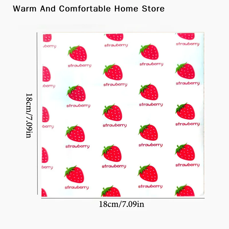 50Pc Food-Grade Baking Wax Paper Non-Stick Wrapping Sheets with Strawberry and Floral Pattern Ideal for Cake Burger and Snack Pa