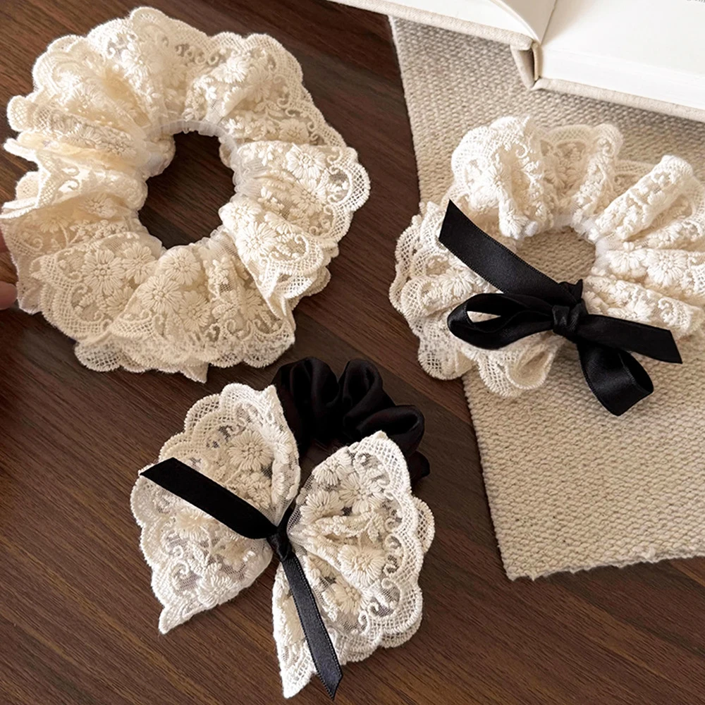 Элегантная кружевная повязка для волос с бантом для женщин и девочек, милое украшение для волос, резинка для волос, веревка, модный аксессуар для волос